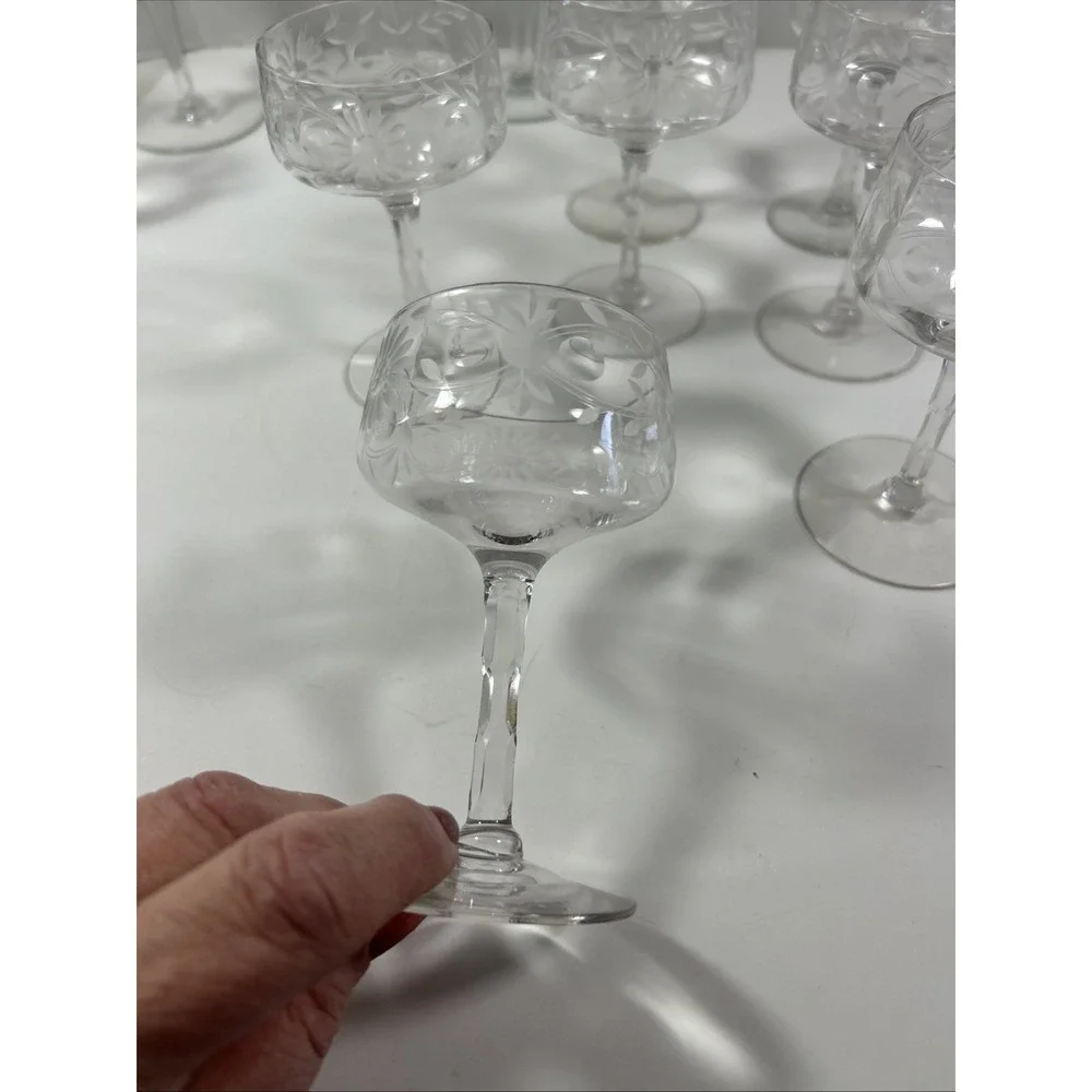 tiffin franciscan Lot 7 Cordial Pedestal Glasses‎ Floral Design